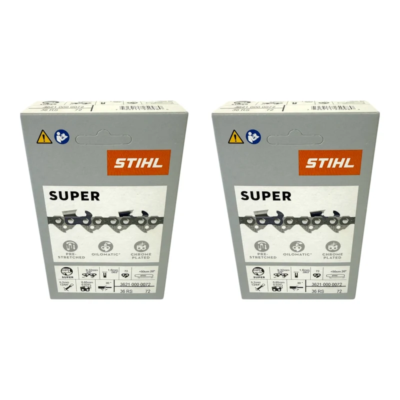 Stihl 2x 3/8" Rapid Super 3 (RS3) Sägekette 50 cm 3/8" 1,6 mm 72 TG 2 Stück ( 2x 36260000072 )