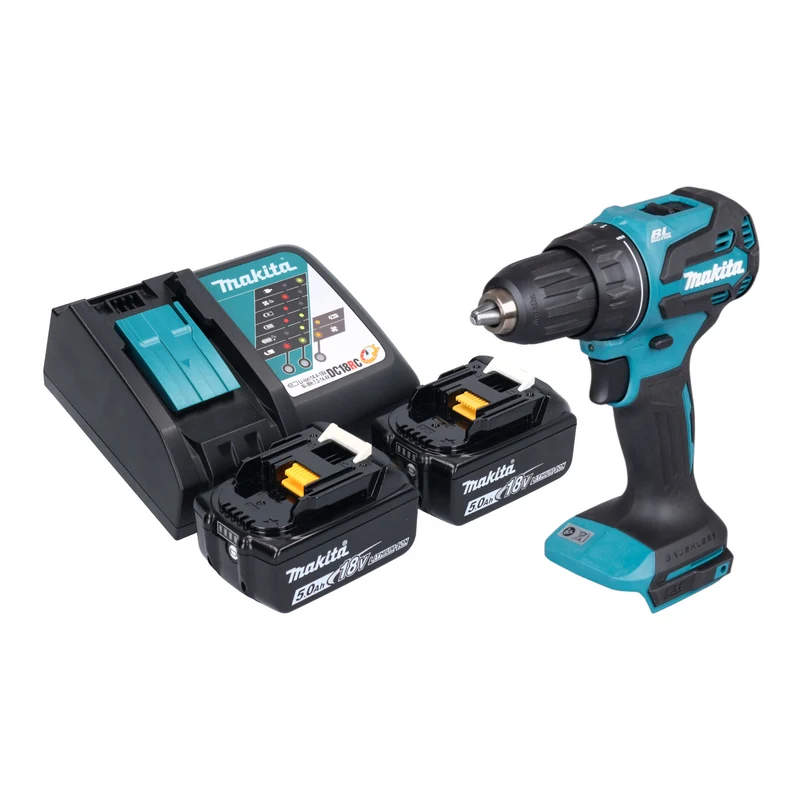 Makita DDF 490 RT Akku Bohrschrauber 18 V 65 Nm 1/2" Brushless + 2x Akku 5,0 Ah + Ladegerät