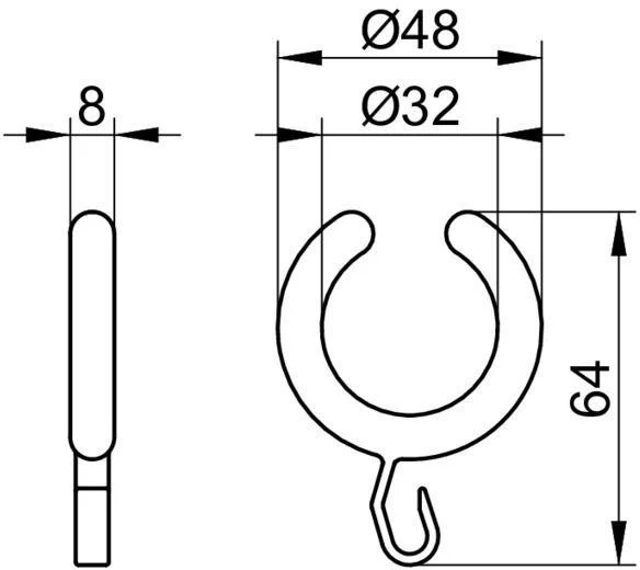 KEUCO Vorhangring Plan 14927, halboffen, 10er-Set, weiß – Kunststoff, 48 mm