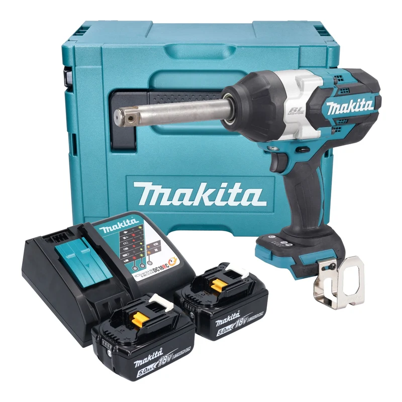 Makita DTW 1005 RTJ Akku Schlagschrauber 18 V 1360 Nm 3/4" Brushless + 2x Akku 5,0 Ah + Ladegerät + Makpac