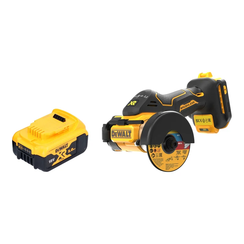 DeWalt DCS 438 N Akku Multimaterialschneider 18 V 76 mm Brushless + 1x Akku 5,0 Ah - ohne Ladegerät