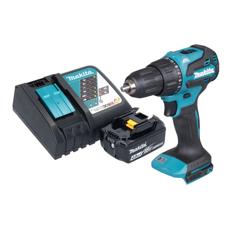 Makita DHP 490 RM1 Akku Schlagbohrschrauber 18 V 65 Nm Brushless + 1x Akku 4,0 Ah + Ladegerät