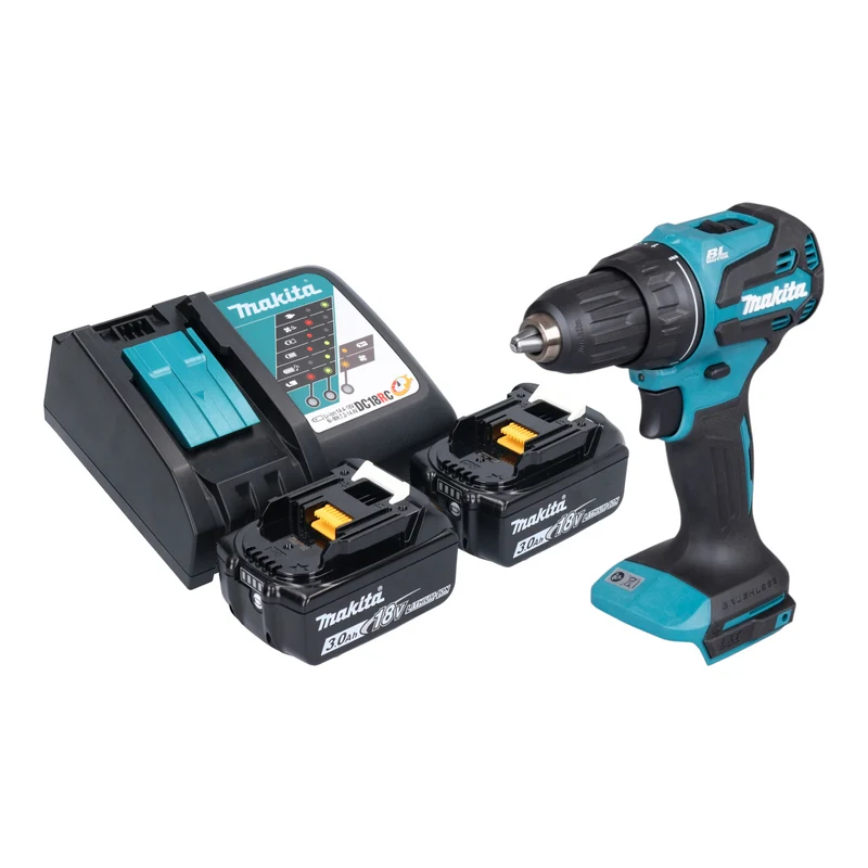 Makita DDF 490 RF Akku Bohrschrauber 18 V 65 Nm 1/2" Brushless + 2x Akku 3,0 Ah + Ladegerät