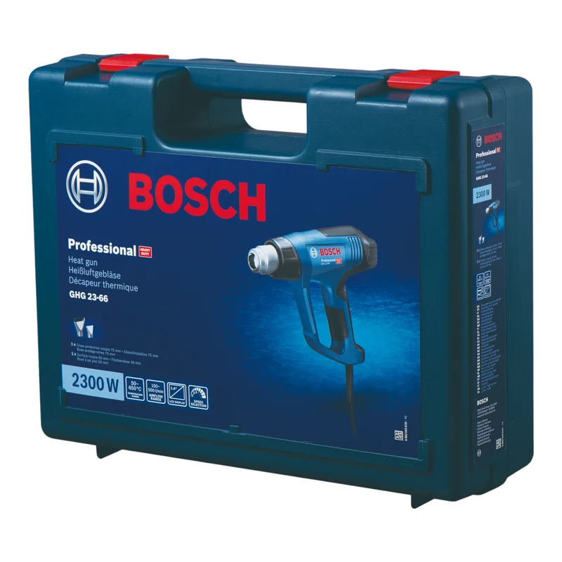 Bosch GHG 23-66 Professional Heißluftgebläse 2300 Watt 50 - 650 °C ( 06012A6300 ) + 2x Düse + Koffer