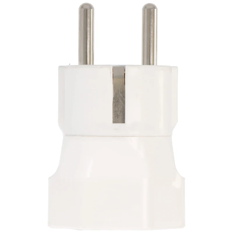 AccuCell Schweiz-Adapter weiss vom schweizer Stecker 3pin auf Schukokupplung 2pin mit Erdleiter und 10A