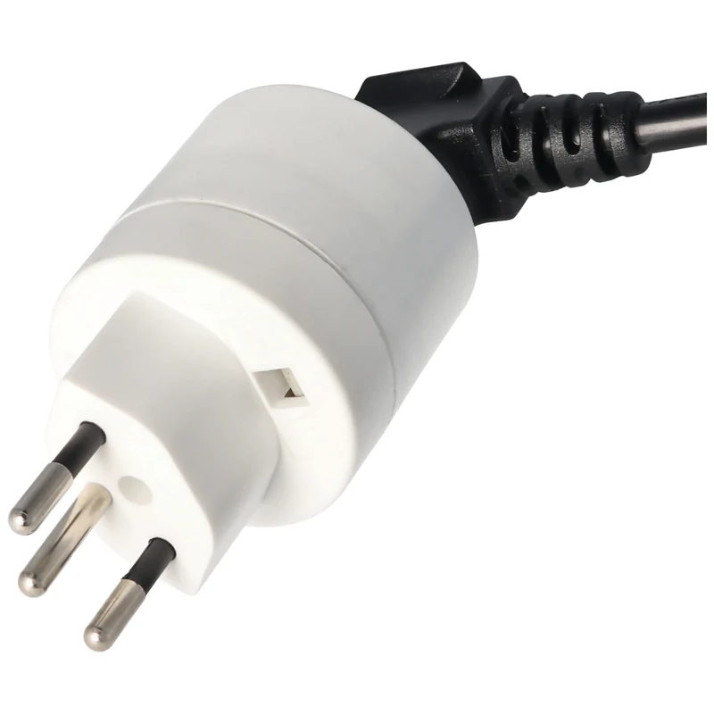 AccuCell Schweiz-Adapter weiss von Schukokupplung auf schweizer Stecker 230 Volt mit Erdleiter und 10A