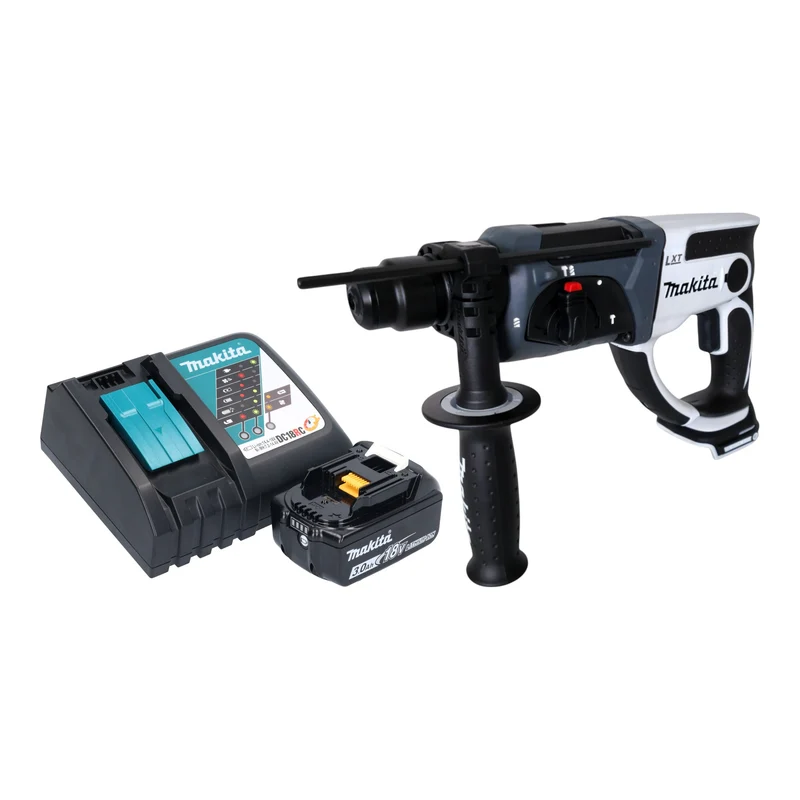 Makita DHR 202 RF1W Akku Bohrhammer 18 V 20 mm 2,0 J weiß + 1x Akku 3,0 Ah + Ladegerät