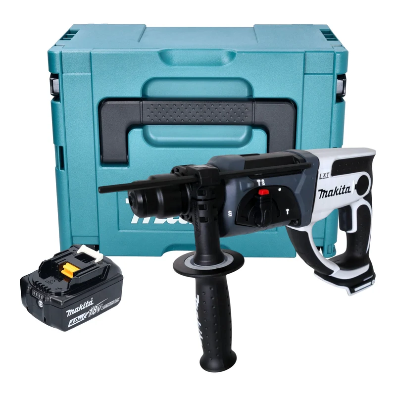 Makita DHR 202 M1JW Akku Bohrhammer 18 V 20 mm 2,0 J weiß + 1x Akku 4,0 Ah + Makpac - ohne Ladegerät