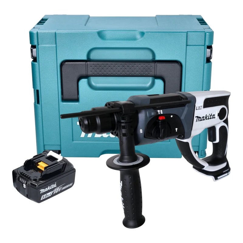 Makita DHR 202 T1JW Akku Bohrhammer 18 V 20 mm 2,0 J weiß + 1x Akku 5,0 Ah + Makpac - ohne Ladegerät