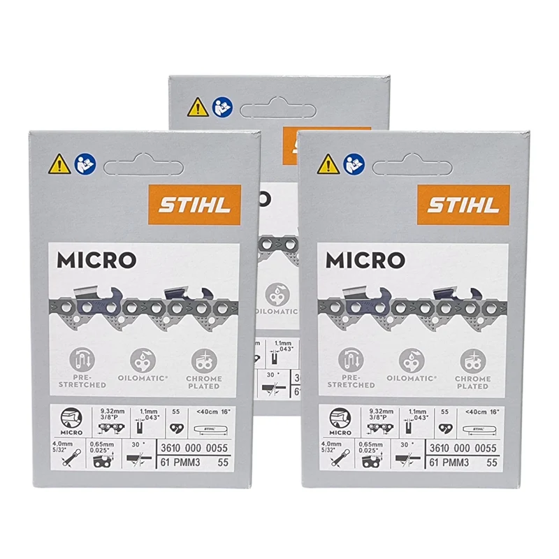STIHL Picco Micro Mini 3 Sägekette 40 cm 3/8" P 1,1 mm 55 TG 3 Stk. ( 3x 36100000055 )