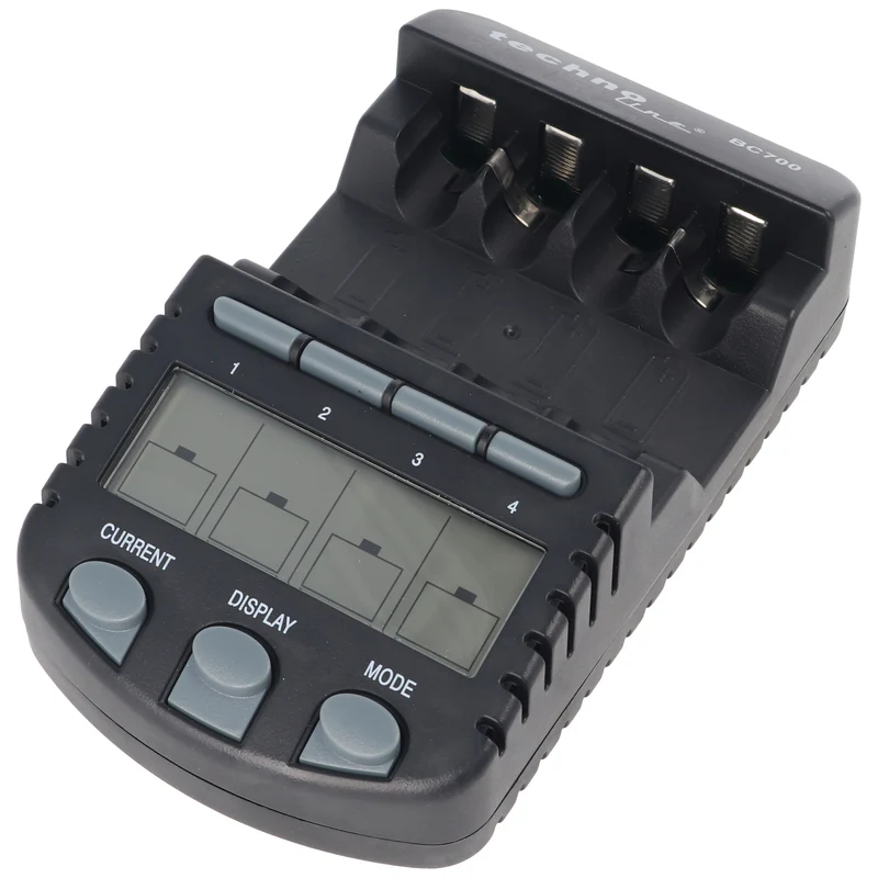 Technoline Schnell-Ladegerät mit Entladefunktion und LCD-Display