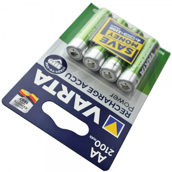 Technoline Schnelladegerät, Entladefunktion mit LCD-Display und 4x Varta 2100mAh Mignon AA