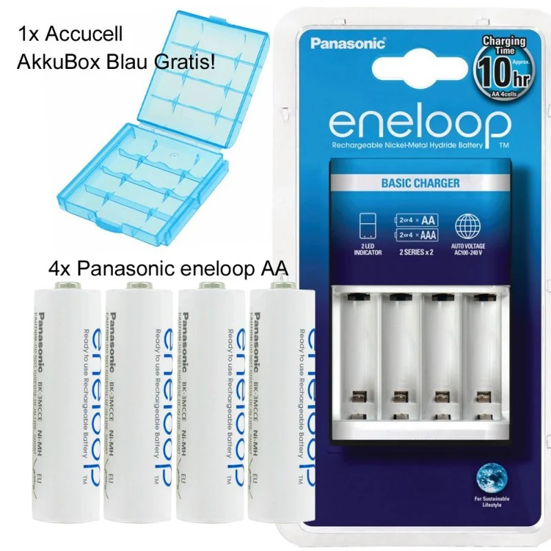 Panasonic Eneloop Standardladegerät BQ-CC51H und 4 Stück Eneloop Standard AA Akkus
