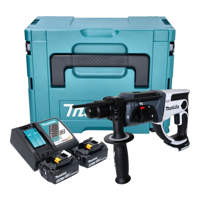 Makita DHR 202 RMJW Akku Bohrhammer 18 V 20 mm 2,0 J weiß + 2x Akku 4,0 Ah + Ladegerät + Makpac