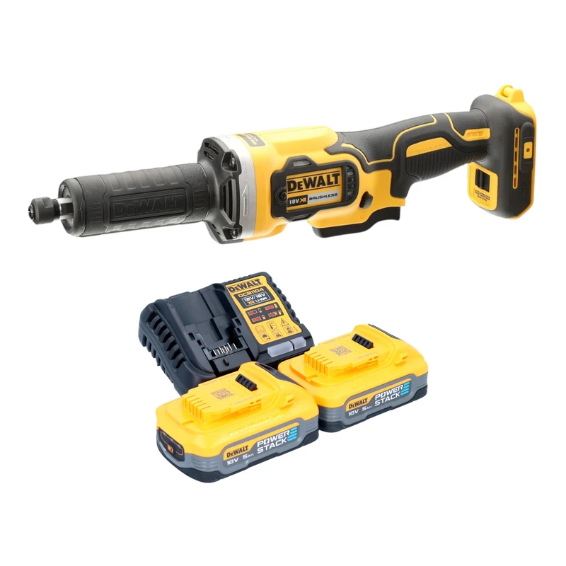 DeWalt DCG 426 H2 Akku Geradschleifer 18 V Brushless + 2x Powerstack Akku 5,0 Ah + Ladegerät