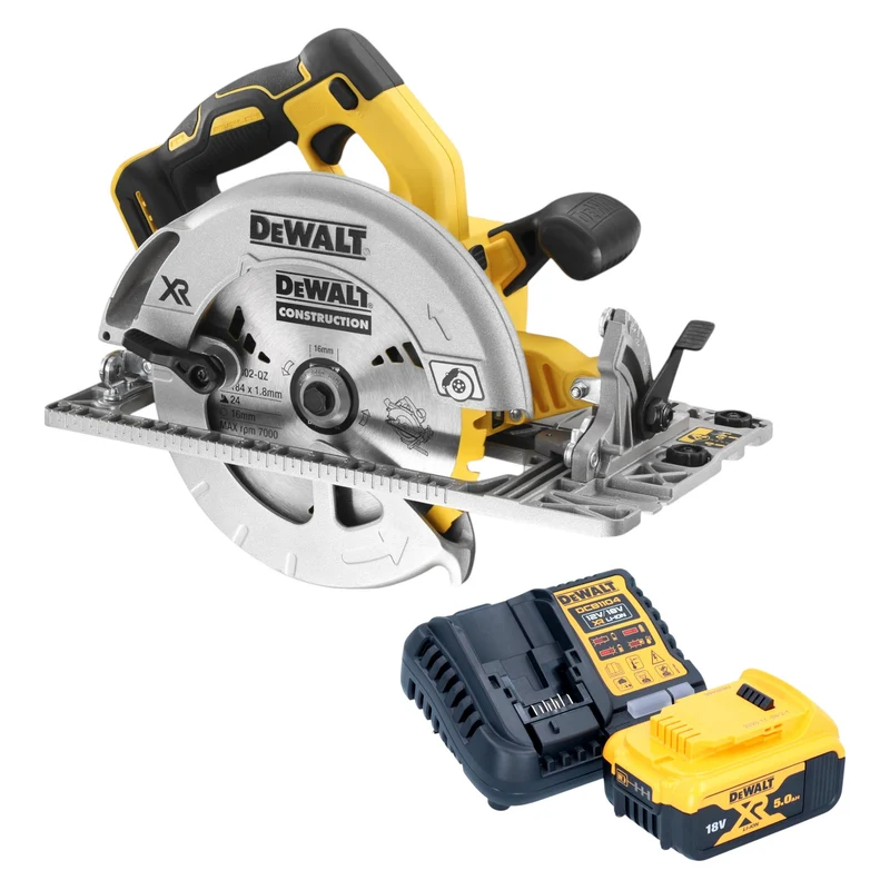 DeWalt DCS 572 P1 Akku Handkreissäge 18 V 184 mm Brushless + 1x Akku 5,0 Ah + Ladegerät