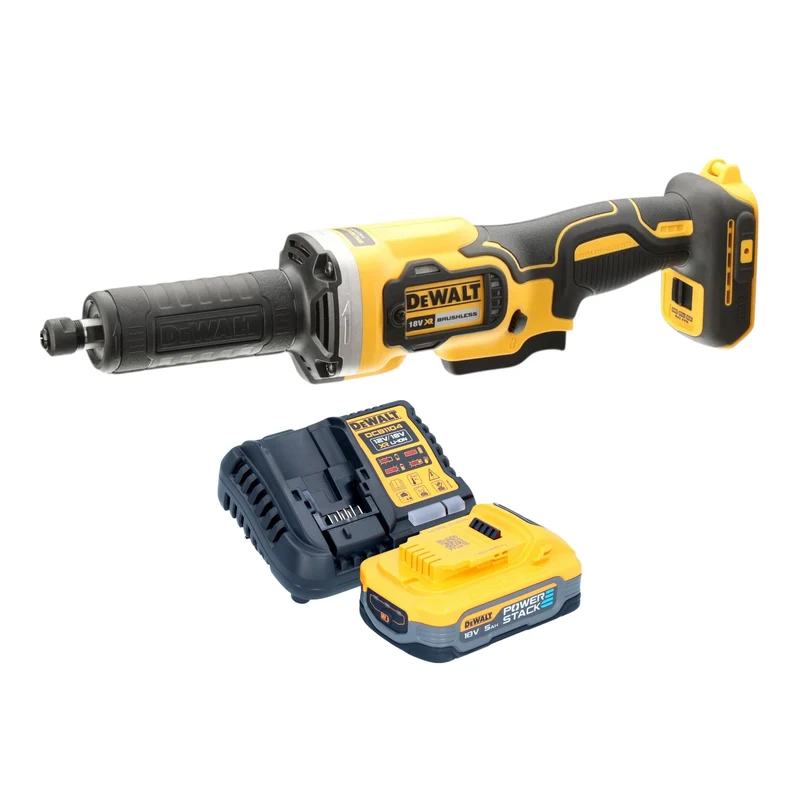 DeWalt DCG 426 H1 Akku Geradschleifer 18 V Brushless + 1x Powerstack Akku 5,0 Ah + Ladegerät