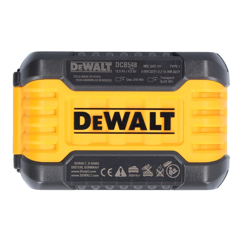 DeWalt DCB 548 Y2 2x Akku 18 V / 54 V max. 12 Ah / 12000 mAh Li-Ion XR FLEXVOLT - mit Ladestandanzeige