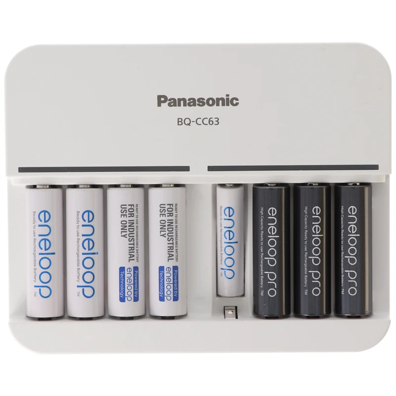 Panasonic eneloop bk-4mcc 8 Stück AAA Micro Akkus, 8fach eneloop Standard Schnell-Ladegerät und AccuCell Akkubox AAA/AA