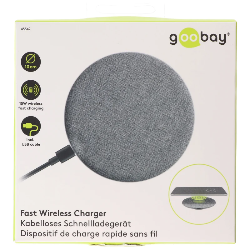 Goobay Das kabellose Schnellladegerät 15W geeignet für alle Handy, Smartphone und Geräte mit Qi-Standard