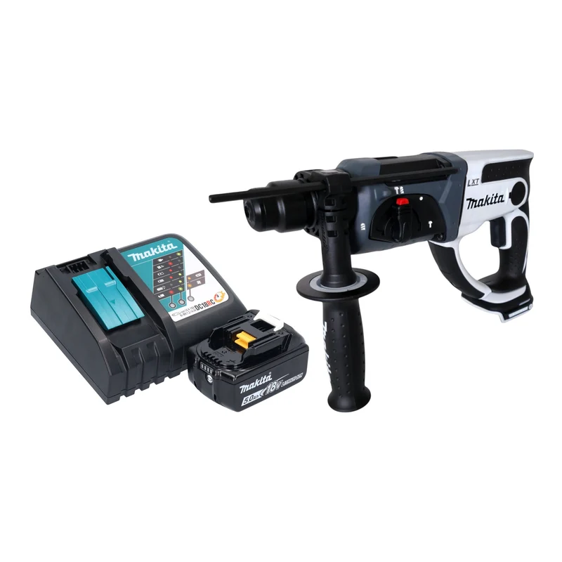 Makita DHR 202 RT1W Akku Bohrhammer 18 V 20 mm 2,0 J weiß + 1x Akku 5,0 Ah + Ladegerät