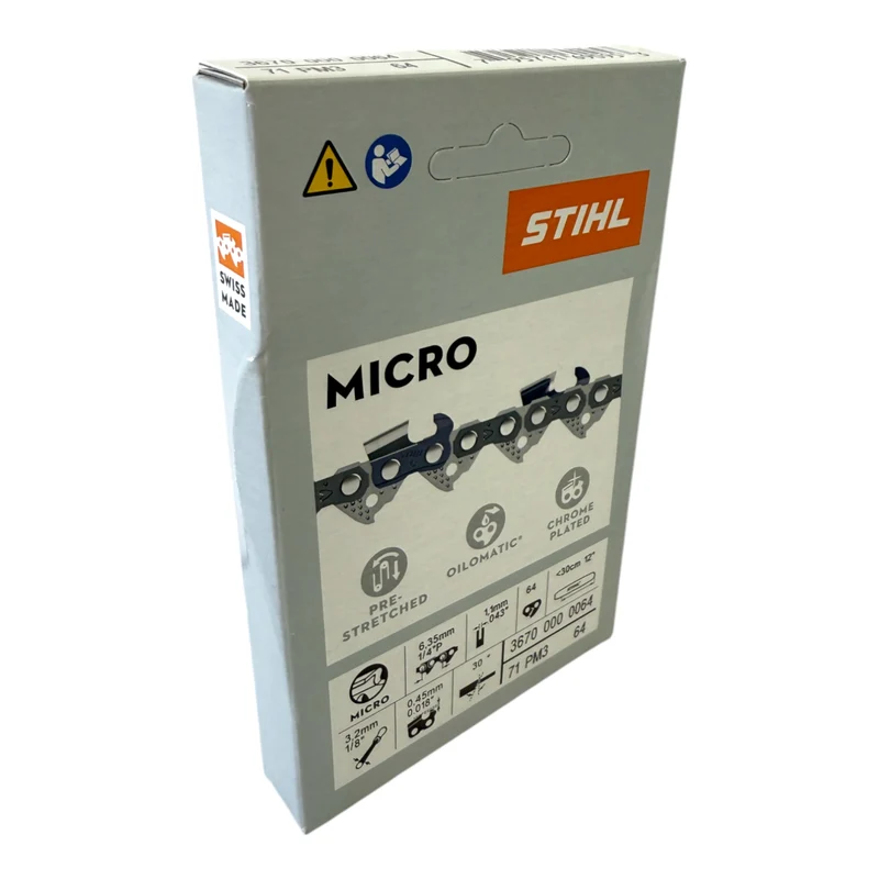 Stihl 3x 1/4" Picco Micro 3 (PM3) Sägekette 30 cm 1/4" P 1,1 mm 64 TG 3 Stück ( 3x 36700000064 )