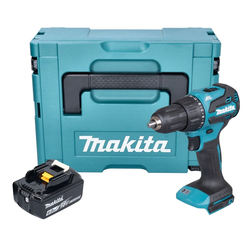 Makita DHP 490 G1J Akku Schlagbohrschrauber 18 V 65 Nm Brushless + 1x Akku 6,0 Ah + Makpac - ohne Ladegerät