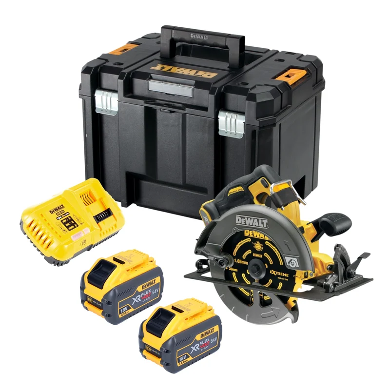 DeWALT DCS 578 Y2T Akku Kreissäge 54V XR FlexVolt 190 mm Brushless + 2x Akku 12,0 Ah + Ladegerät + TSTAK