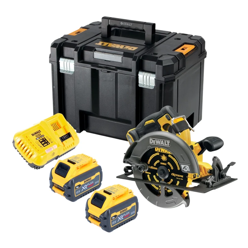 DeWALT DCS 578 T2T Akku Kreissäge 54V XR FlexVolt 190 mm Brushless + 2x Akku 6,0 Ah + Ladegerät + TSTAK