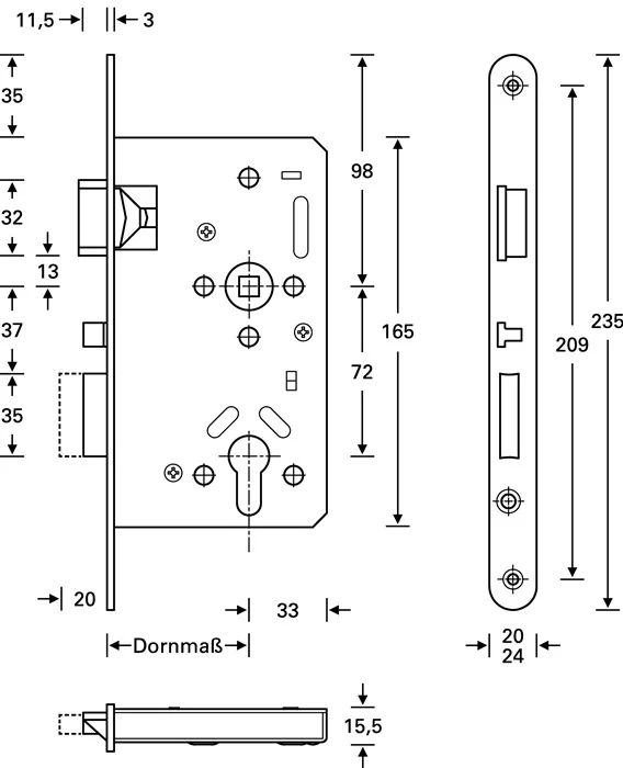 SSF Panik-Einsteckschloss Serie 20 APK Panik-Funktion E abgerundet ( 3000252895 )