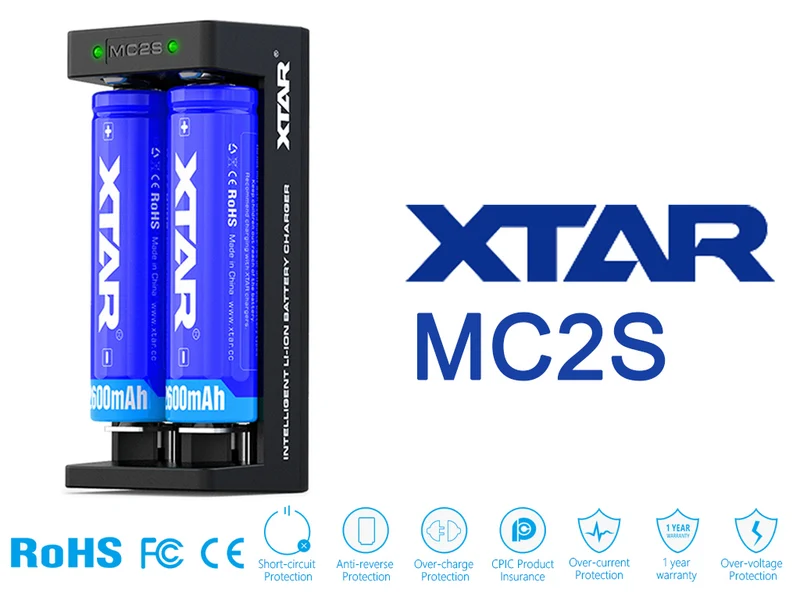 Xtar MC2S - 2 Schacht USB Ladegerät für Li-Ion Akkus
