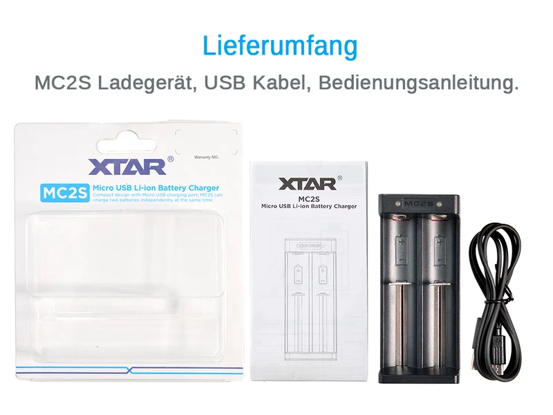 Xtar MC2S - 2 Schacht USB Ladegerät für Li-Ion Akkus