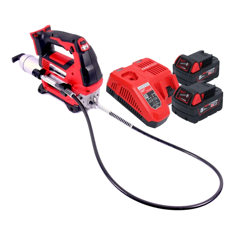Milwaukee M18 GG-502 Akku Fettpresse 18 V 690 bar + 2x Akku 5,0 Ah + Ladegerät