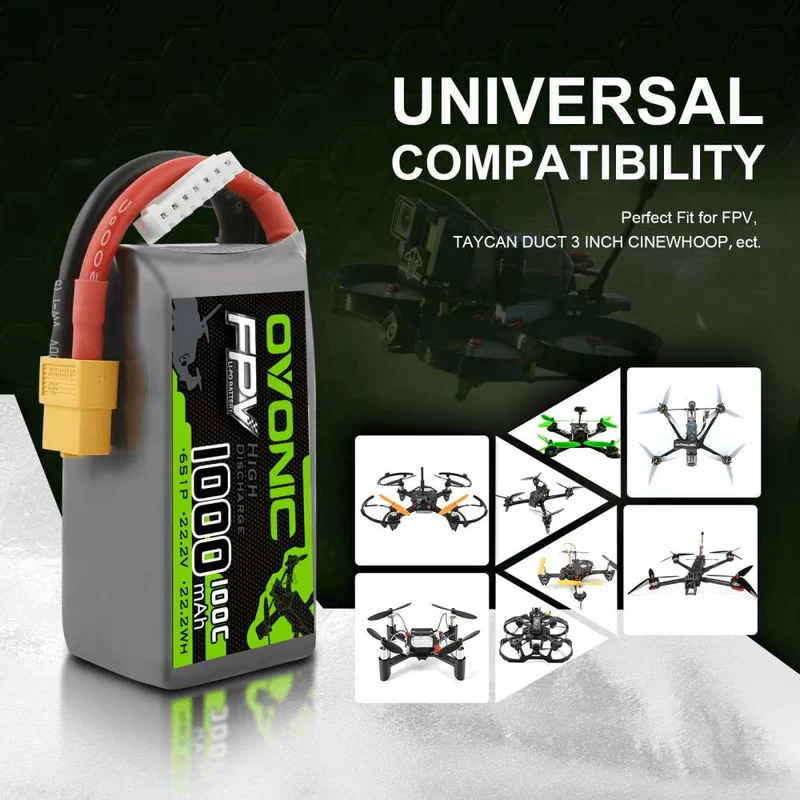 Ovonic FPV 6S 1000mAh 22,2V 100C XT60 LiPo Akku