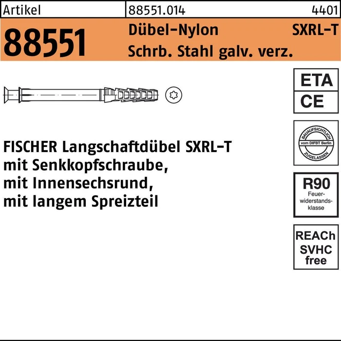 FISCHER Langschaftdübel SXRL Bohrer-D.10mm Dübel-L.120 mm ( 8000238431 )