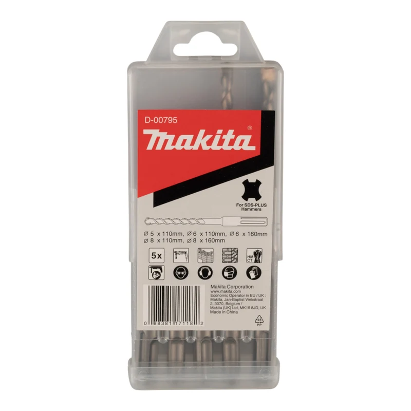 Makita D-00795 SDS-Plus Bohrer Set 5 tlg. zweischneidig wolframkarbid Spitze