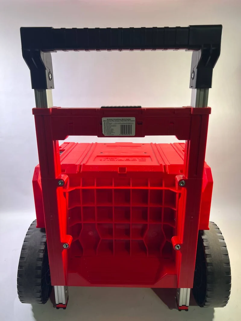 Qbrick System PRO Cart 2.0 Plus Drawer 3 Red Ultra HD Custom mobile Box auf Rädern 520 x 415 x 660 mm 12 l 2x 4,5 l abnehmbarer Doppelteleskopgriff - Beschädigt