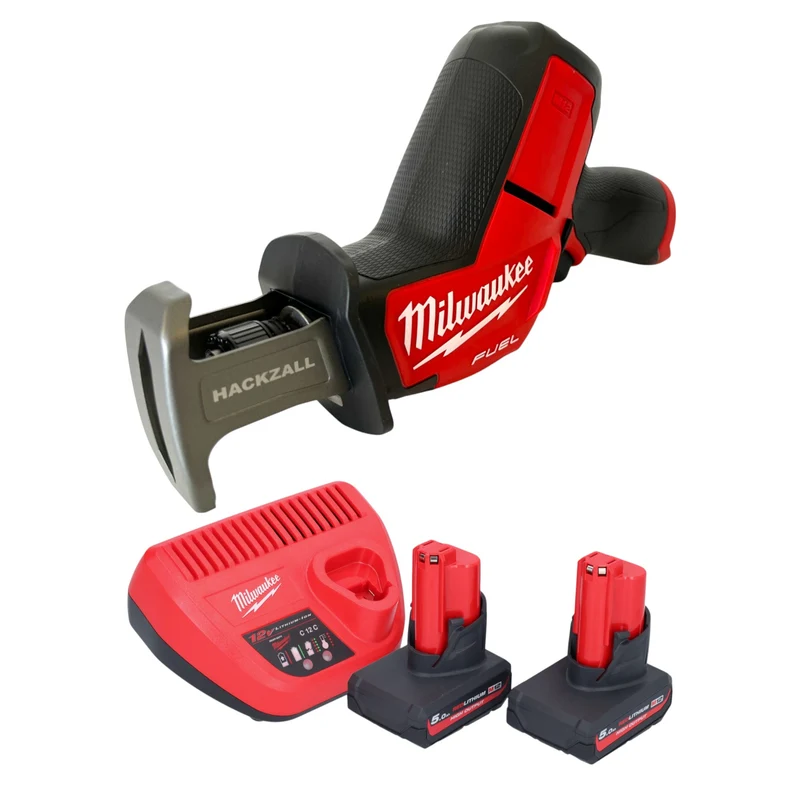 Milwaukee M12 CHZ-502 Akku Säbelsäge 12 V Brushless + 2 Akku 5,0 Ah + Ladegerät
