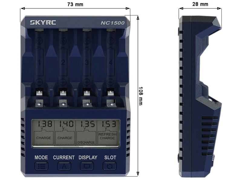 SkyRC NC1500 intelligentes Analyse-Ladegerät für AA/AAA, NIMH, Akkus