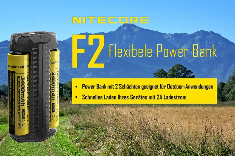 Nitecore F2 FlexBank Indoor/Outdoor-Ladegerät für Li-Ionen-Akkus