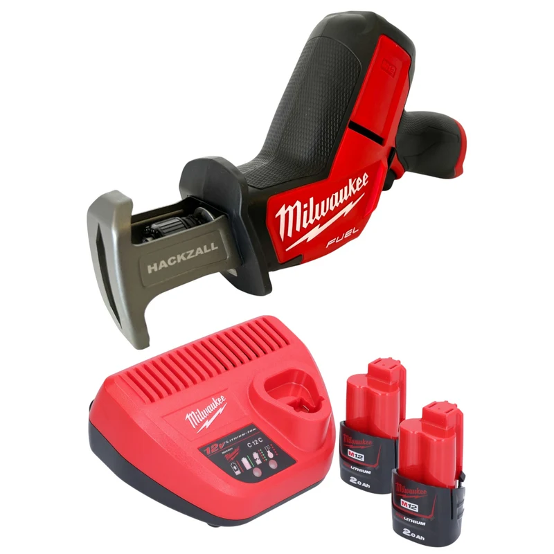 Milwaukee M12 CHZ-202 Akku Säbelsäge 12 V Brushless + 2x Akku 2,0 Ah + Ladegerät