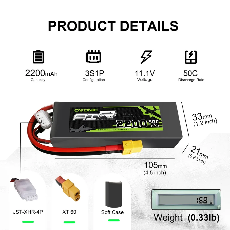 Ovonic Air 3S 2200mAh 50C 11,1V XT60 (2 St.)