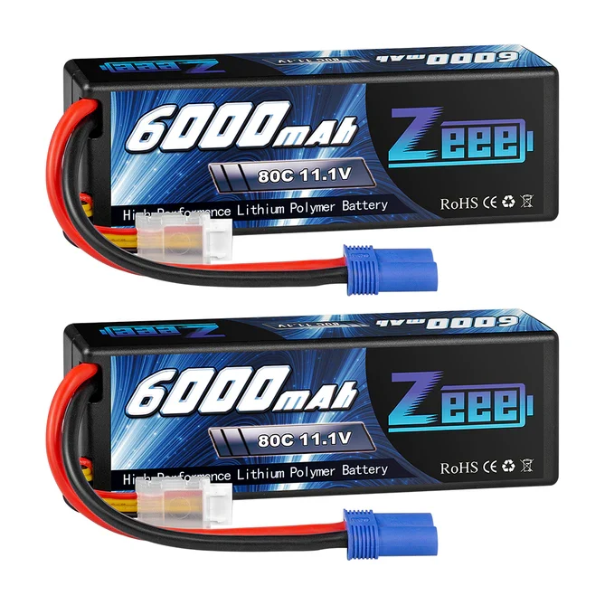 Zeee 3S 6000mAh 11,1V 80C Hardcase EC5 Lipo Akku (2 Stück)