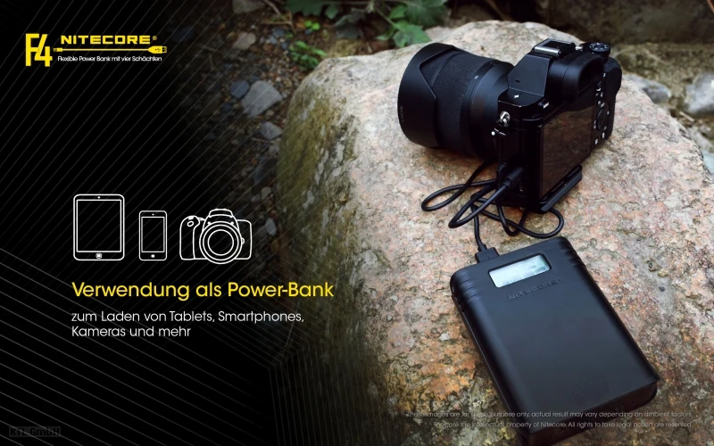 Nitecore F4 FlexBank Powerbank-Ladegerät für Li-Ionen-Akkus
