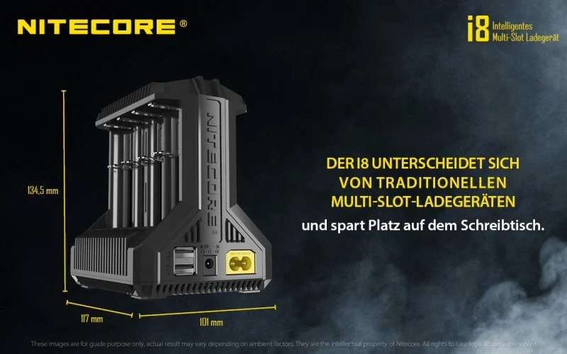 Nitecore Intellicharger I8 - Ladegerät für Li-Ion und Ni-MH, Ni-CD Akkus