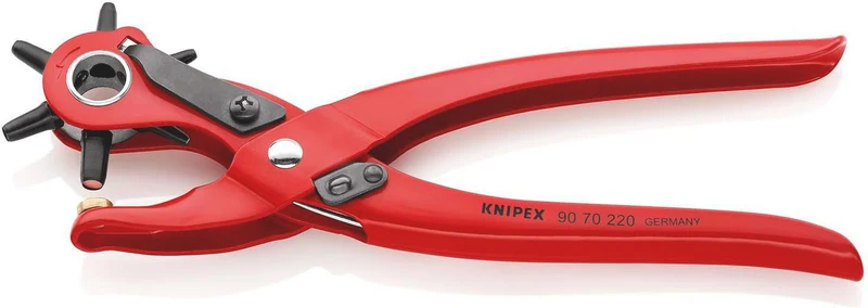 KNIPEX Revolverlochzange 220 mm mit 6 Lochpfeifen 2–5 mm rot pulverbeschichtet