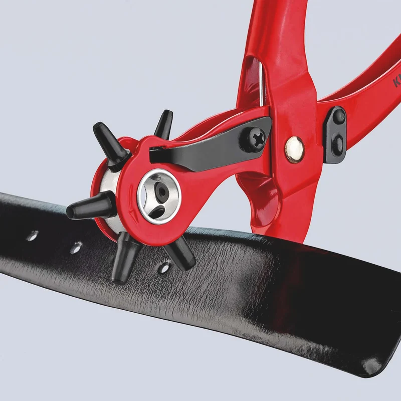 KNIPEX Revolverlochzange 220 mm mit 6 Lochpfeifen 2–5 mm rot pulverbeschichtet