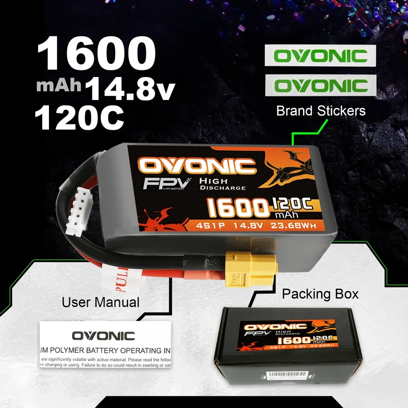 Ovonic FPV 4S 1600mAh 120C 14,8V HV XT60 LiPo Akku