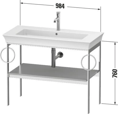 DURAVIT Metallkonsole bodenst. White Tulip 760x984x450,2 Hochglanz