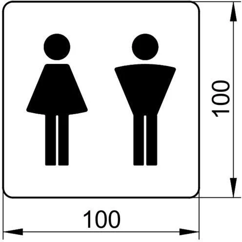 KEUCO PLAN Türschild Damen/Herren verchromt – 100 x 100 mm, Symbol Damen/Herren
